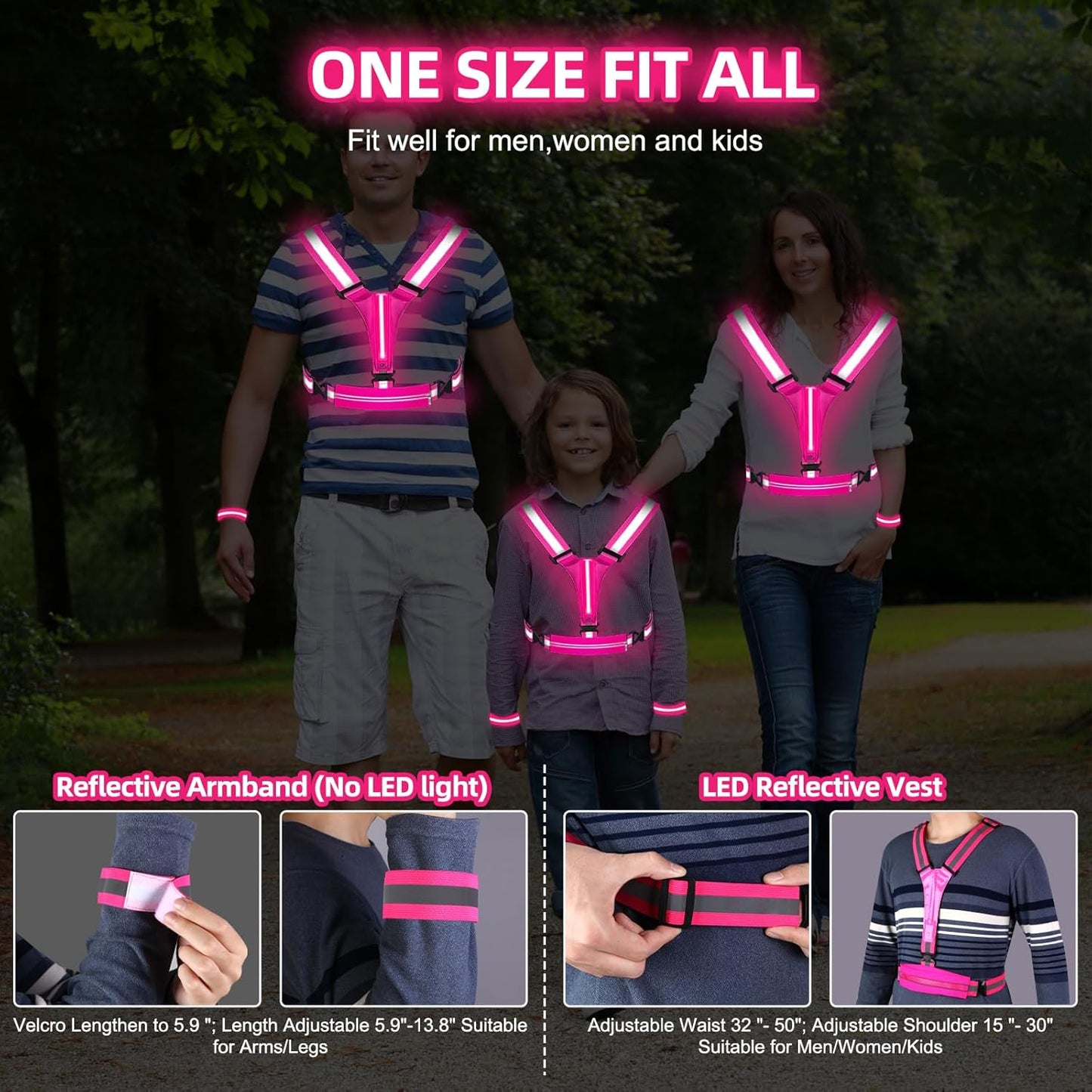 JZ LED Running-Gear Reflective Vest for Running at Night, High Visibility Rechargeable Led Running-Gear Vest with Armband for Runners Walkers Men With Adjustable Size (Copy) (Copy) (Copy)