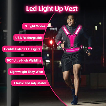 JZ LED Running-Gear Reflective Vest for Running at Night, High Visibility Rechargeable Led Running-Gear Vest with Armband for Runners Walkers Men With Adjustable Size (Copy) (Copy) (Copy)