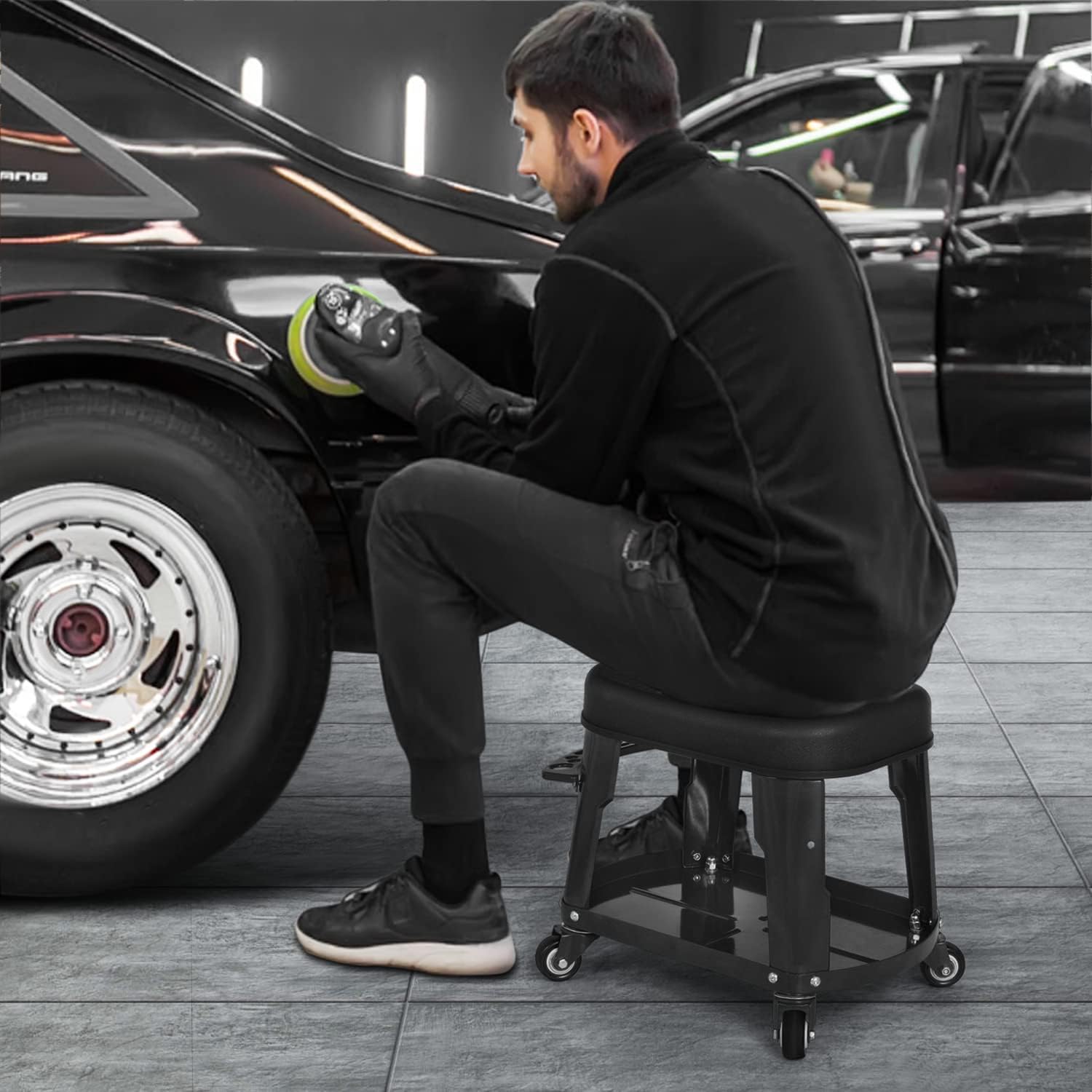 10002-35.jpg M-AUTO Heavy Duty Garage Rolling Work Seat - Image 2