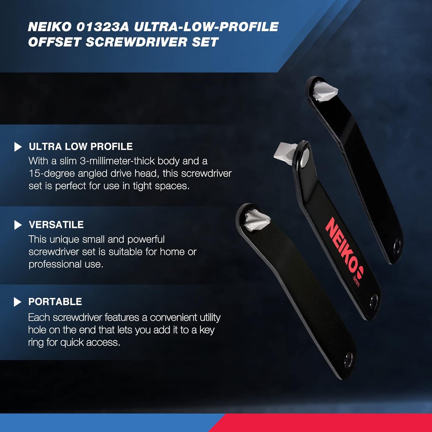 10003-23.jpg NEIKO 01323A Ultra Low Profile Offset Screwdriver Set - Image 2