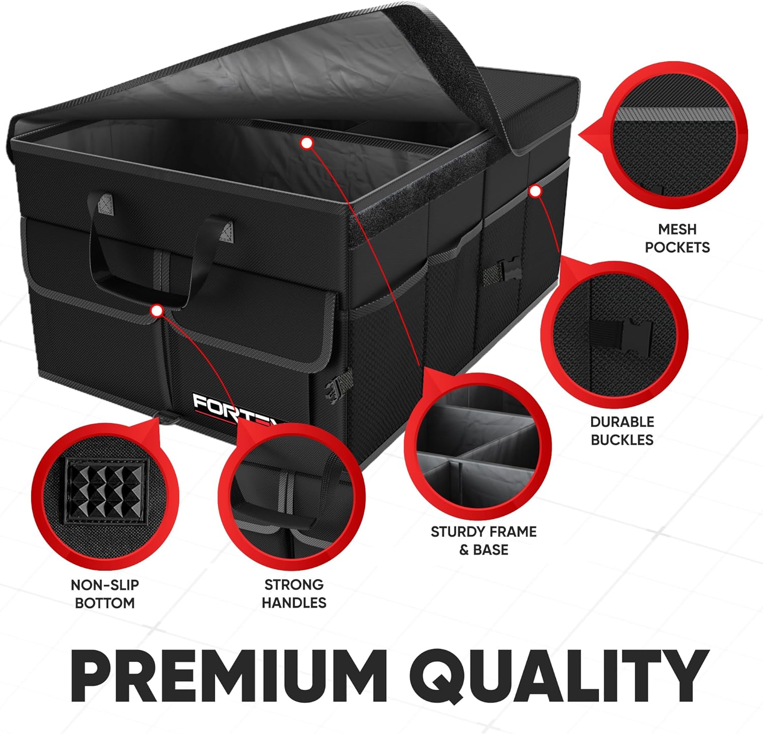 62b21800-622a-40d5-94b0-21f61dd66f86.jpeg FORTEM Car Trunk Organizer, Collapsible Multi Compartment Car Organizer - Image 3