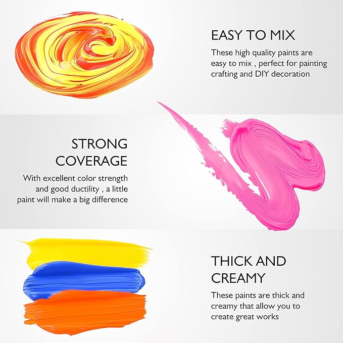 71LmTlLhu-L._AC_SX679_.jpg Caliart Acrylic Paint Set With 12 Brushes, 24 Colors - Image 2