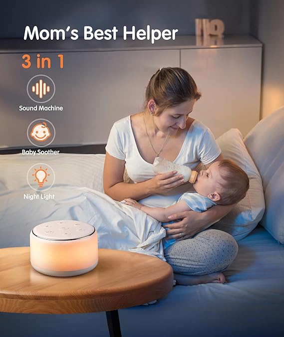 71mdCS0WVnL._AC_SX569_.jpg FamiSym White Noise Sound Machine Baby for Sleeping with Night Light - Image 3