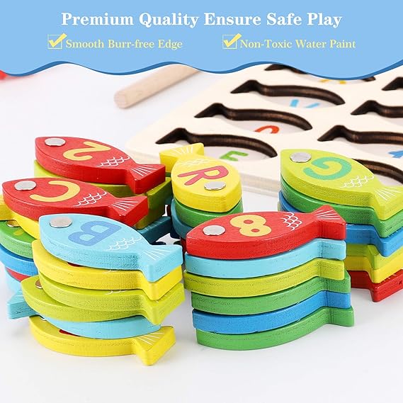 810rAAEv3NL._AC_SX569_.jpg Magnetic Wooden Fishing Game Toy for Toddlers - Image 2