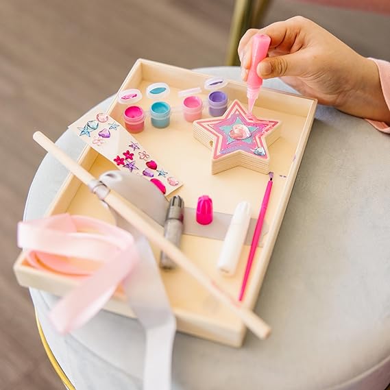 816Whht-L9L._AC_SX569_.jpg Melissa & Doug Created By Me! Paint & Decorate Your Own Wooden Princess Wand Craft Kit - Image 2