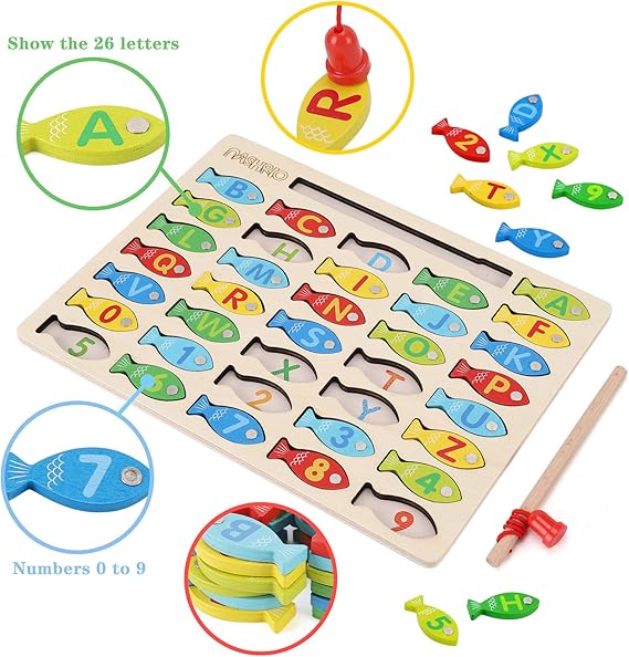 81C1dpMB47L._AC_SX569_.jpg Magnetic Wooden Fishing Game Toy for Toddlers - Image 3