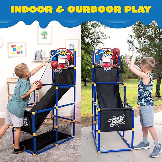 91Ct2dlBbVL._AC_SX569_.jpg JOYIN Arcade Basketball Game Set with 4 Balls and Hoop for Kids - Image 3