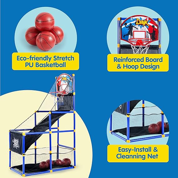 91pPZArp61L._AC_SX569_.jpg JOYIN Arcade Basketball Game Set with 4 Balls and Hoop for Kids - Image 2