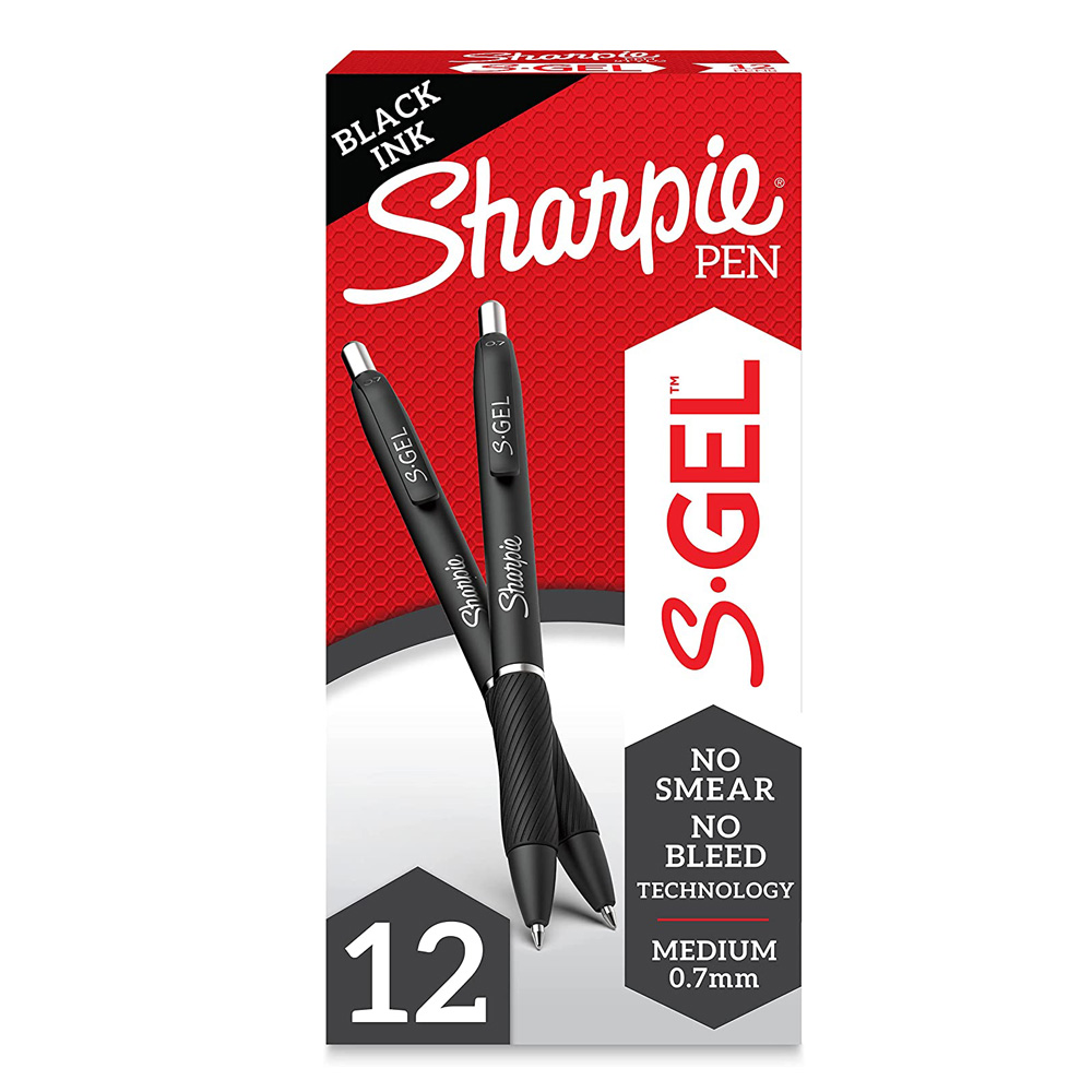 SHARPIE1.jpg SHARPIE S-Gel, Gel Pens, Medium Point (0.7mm), Black Ink Gel Pen - Image 1