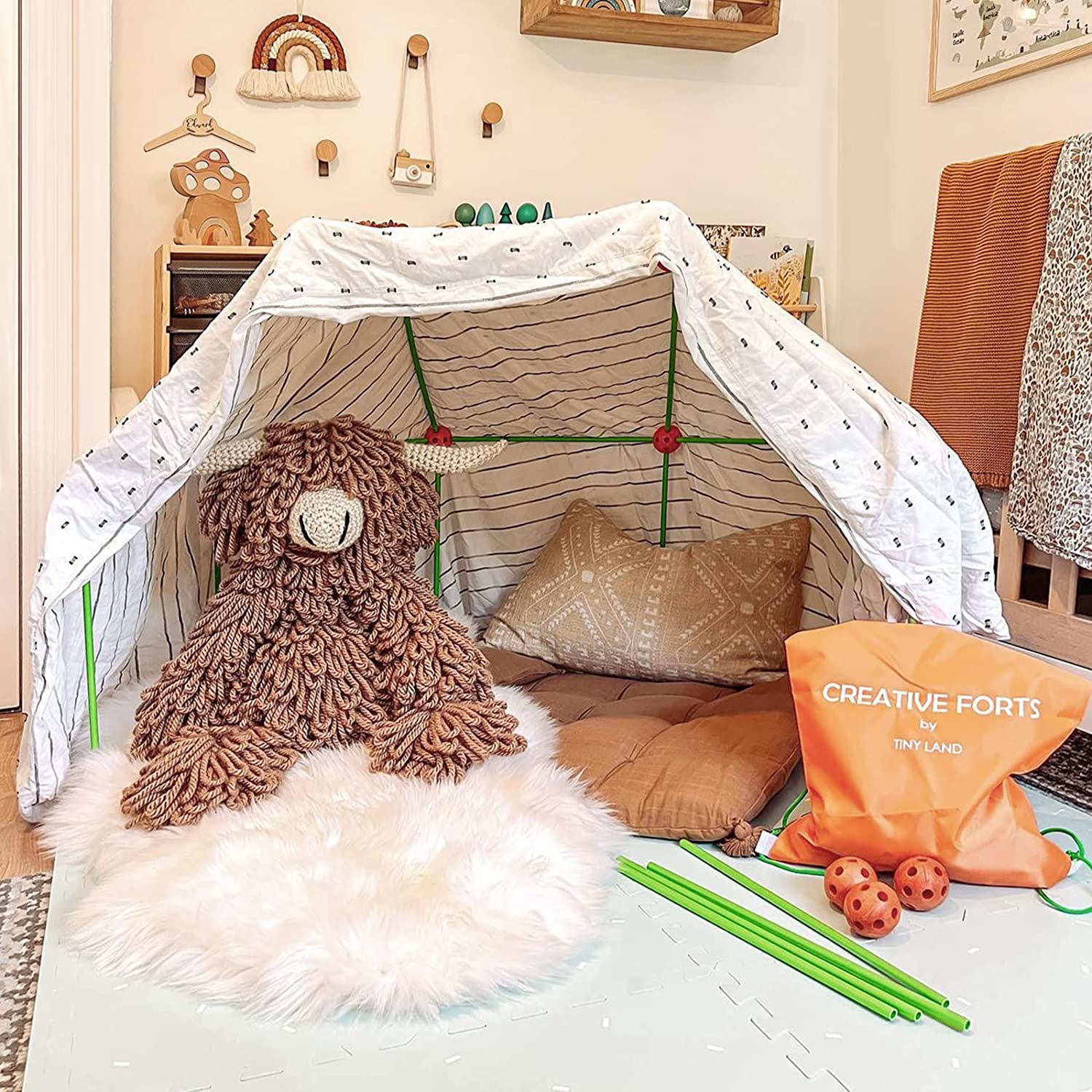 Tiny2.jpg Tiny Land Kids-Fort-Building-Kit-80 Pieces-Creative Fort Toy - Image 2