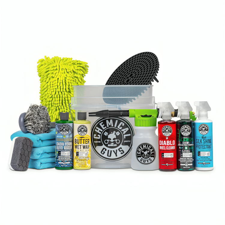 Untitled-design-2024-08-26T122502.908-1.png Chemical Guys HOL126 14-Piece Arsenal Builder Car Wash Kit with Foam Gun, Bucket, and (5) 16 oz Car Care Cleaning Chemicals - Image 1