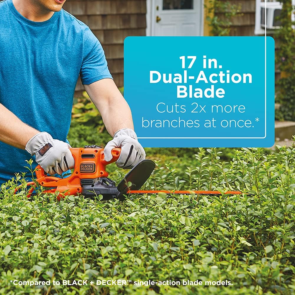 b.jpg BLACK+DECKER Electric Hedge Trimmer, 17-Inch (BEHT150) - Image 2
