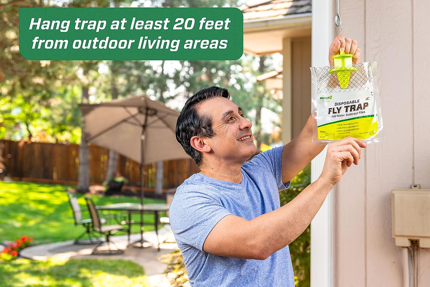 fly2.jpg RESCUE! Outdoor Disposable Fly Trap, Green, 2 Pack - Image 2
