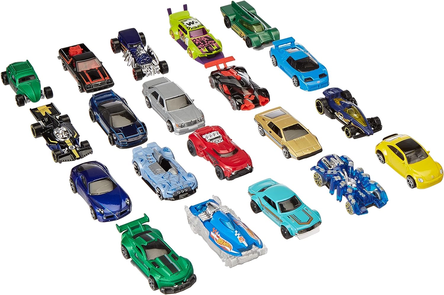 hot2.jpg Hot Wheels Set of 20 Toy Cars & Trucks in 1:64 Scale - Image 2