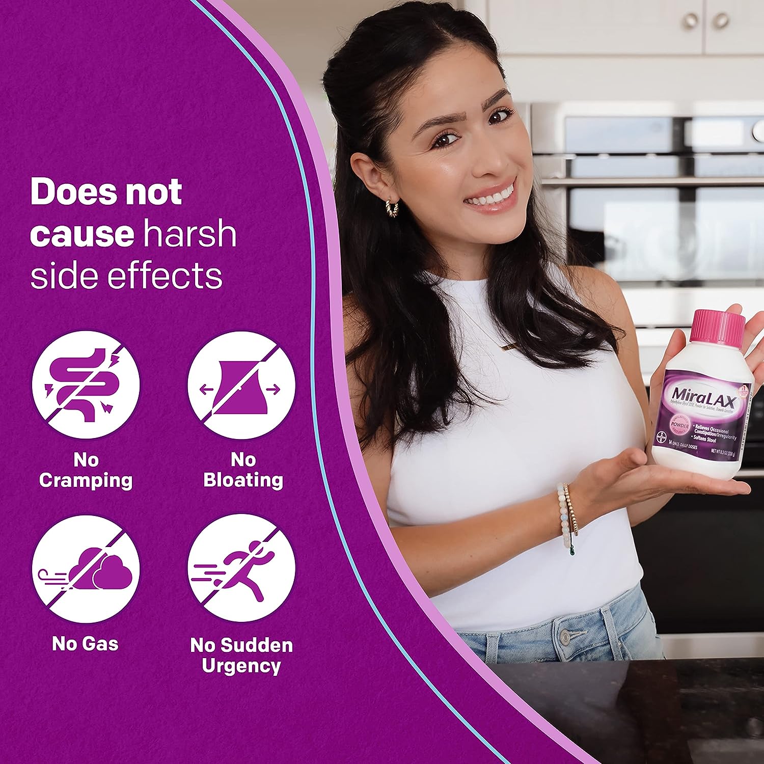 mira2.jpg MiraLAX Gentle Constipation Relief Laxative Powder, Stool Softener - Image 2