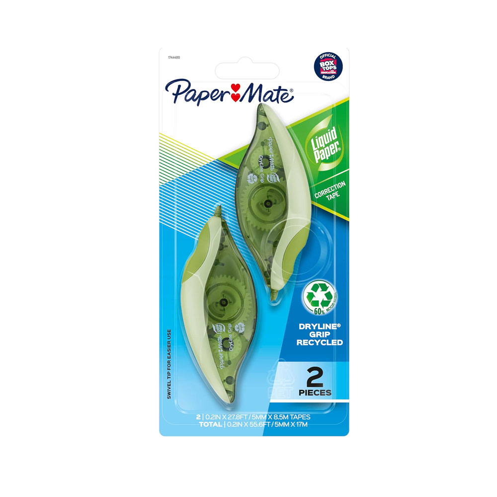 paper.jpg Paper Mate Liquid Paper DryLine Grip Correction Tape, Recycled, 2 Count - Image 1