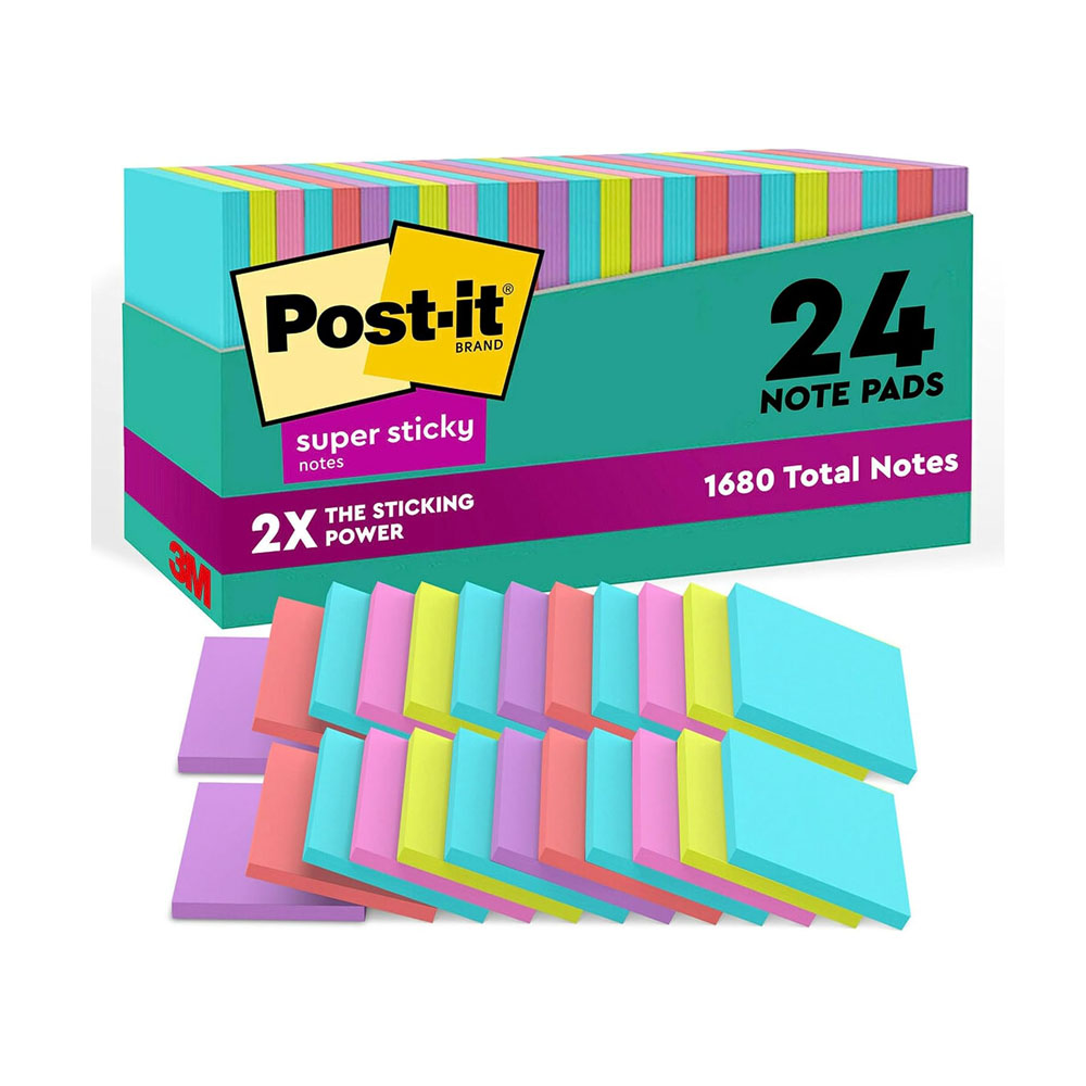 post.jpg Post-it Super Sticky Notes, 24 Note Pads, School Supplies and Office Products - Image 1
